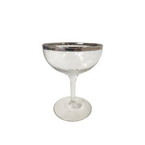 Vintage 1960s Dorothy Draper Champagne glas with Silver Rim 4 oz Elegant Stemmed
